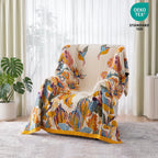 MSGKV Boho Throw Blanket 50"x60" Cotton Throw for Couch Sofa, Floral Quilt