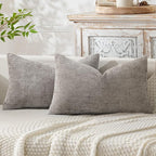 MIULEE Pack of 2 Lumbar Couch Throw Pillow Covers 20x12 Inch Light Gray Modern Boho Accent Decorative Pillow Covers Soft Chenille Farmhouse Cushion Covers for Home Decor Bed Sofa Living Room