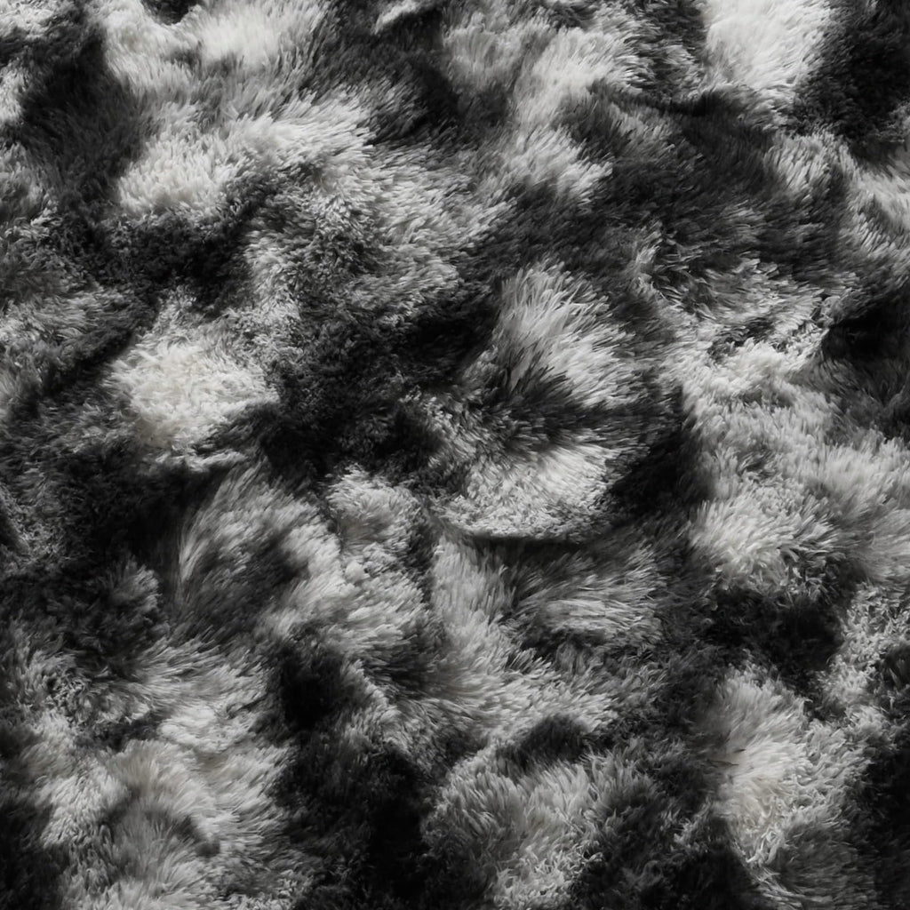 4x6 Ft Shag Area Rug for Bedroom Living Room, Tie-Dyed Ultra Soft Fluffy Furry Rugs for Indoor Floor, Aesthetic Carpet for Kids Home Decor (Black Grey)