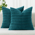 MIULEE Corduroy Decorative Throw Pillow Covers 20x20 Teal Pack of 2