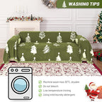 MYSKY HOME 71"X118" Loveseat Christmas Couch Cover, Sectional Sofa Covers Sofa Slipcover for 2 Cushion Couch, L Shape Couch Covers for Dogs, Kids, Washable Sofa Blanket, Furniture Protector, Green