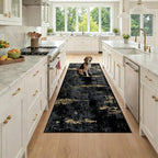 RELEANY Washable Runner 3'x7' Abstract Area Rug for Hallway Black Gold