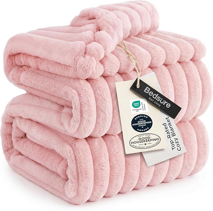 Bedsure Soft King Size Blankets for Bed Coral Pink 108"x90"