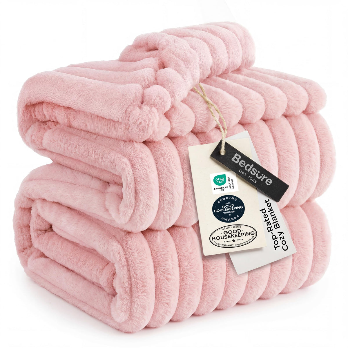 Bedsure Soft King Size Blankets for Bed Beige 108"x90"
