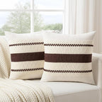 Fancy Homi Set of 1 Boho Brown Decorative Throw Pillow Cover 20x20 Inch for Couch Bed Sofa, Aesthetic Modern Organic Farmhouse Home Decor, Soft Cotton Cute Accent Macrame Woven Cushion Case