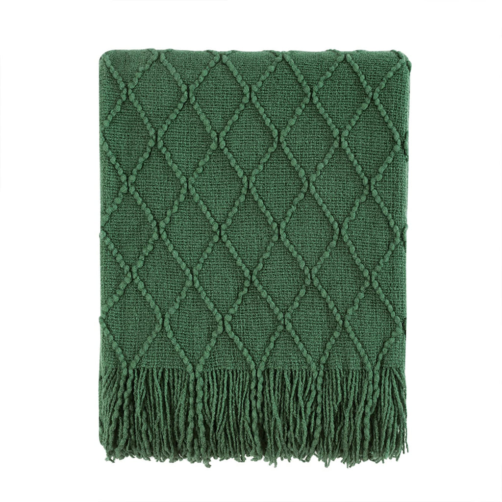 BOURINA Green Throw Blanket 50x60 Inch Boho Knitted Soft Throw Sofa Blanket