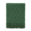BOURINA Green Throw Blanket 50x60 Inch Boho Knitted Soft Throw Sofa Blanket