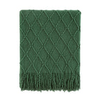 BOURINA Green Throw Blanket 50x60 Inch Boho Knitted Soft Throw Sofa Blanket