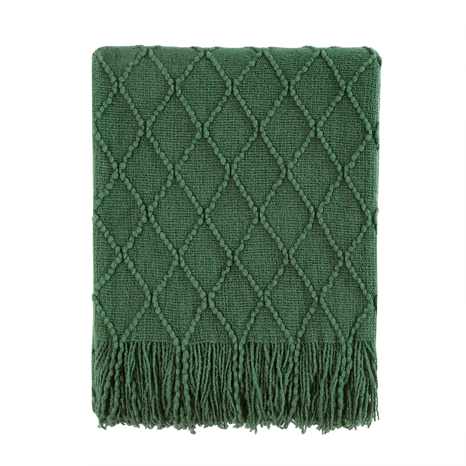 BOURINA Green Throw Blanket 50x60 Inch Boho Knitted Soft Throw Sofa Blanket