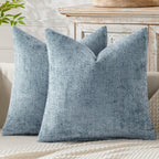 MIULEE Decorative Neutral Beige Euro Sham Pillow Covers 24x24 Inch 2 Pack