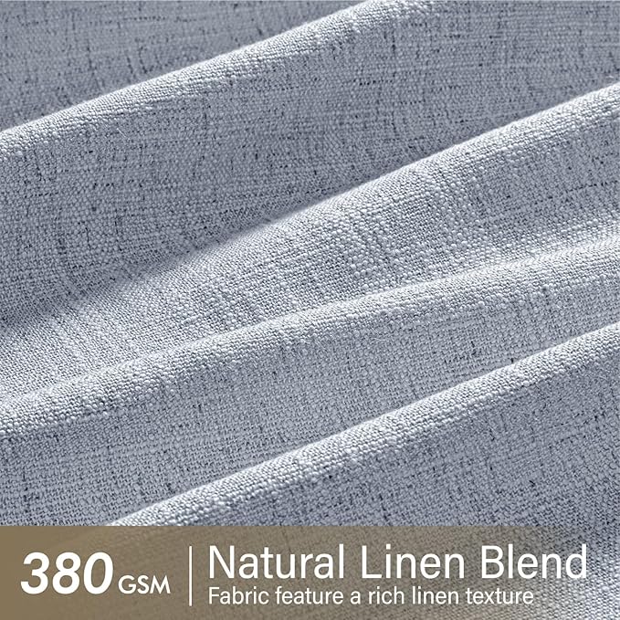 MIULEE Pinch Pleated Thick Linen Curtains 84 Inches Long 2 Panels for Living Room Bedroom, Linen Textured Memory Trained Drapes Pleat Back Tab Light Filtering Light Blue Window Curtains with Hooks