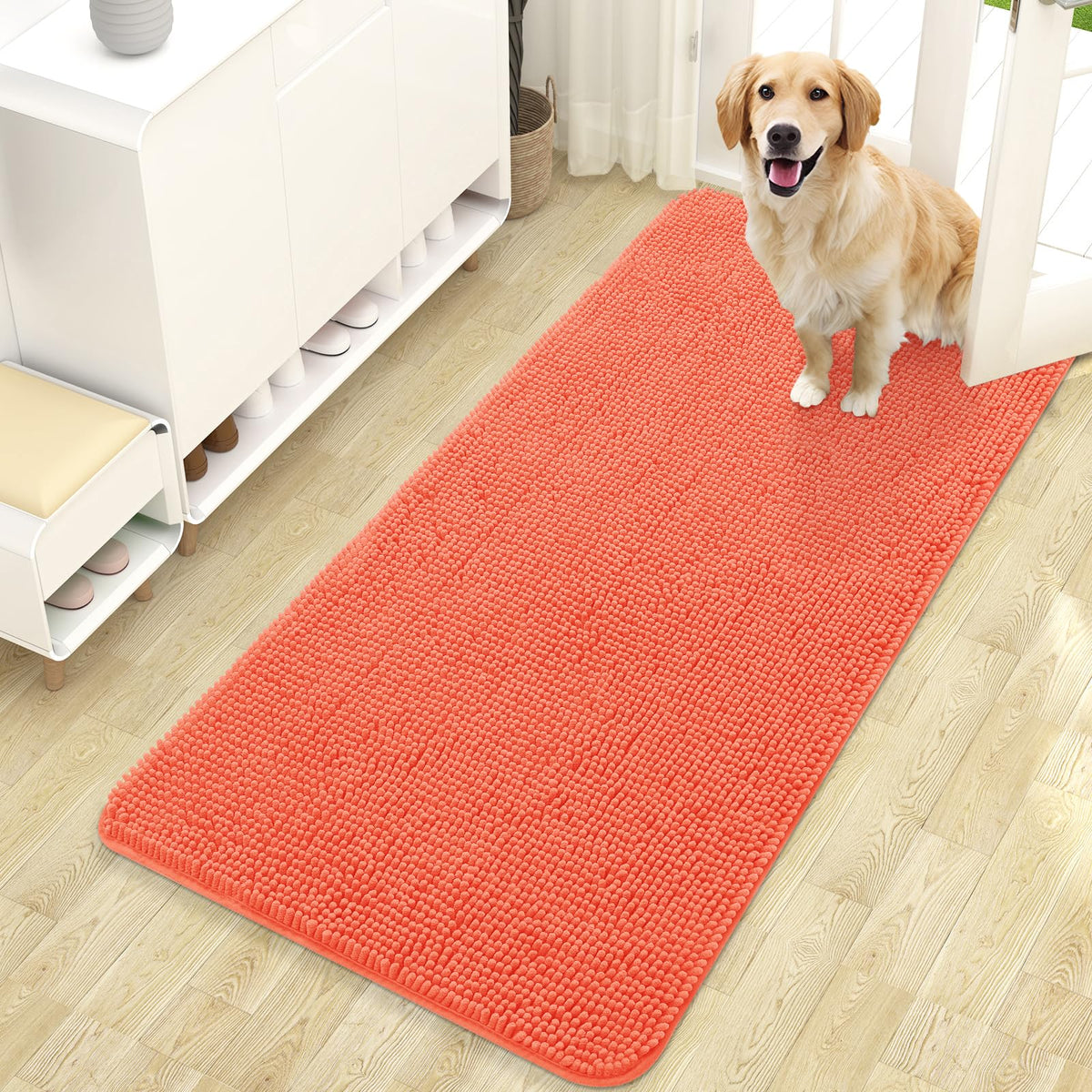 OLANLY Dog Door Mat for Muddy Paws 47x24, Super Absorbent Chenille Mud Mat