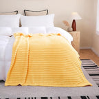 Light Yellow Fleece Throw Blanket 60”×80” for Couch Sofa Livingroom