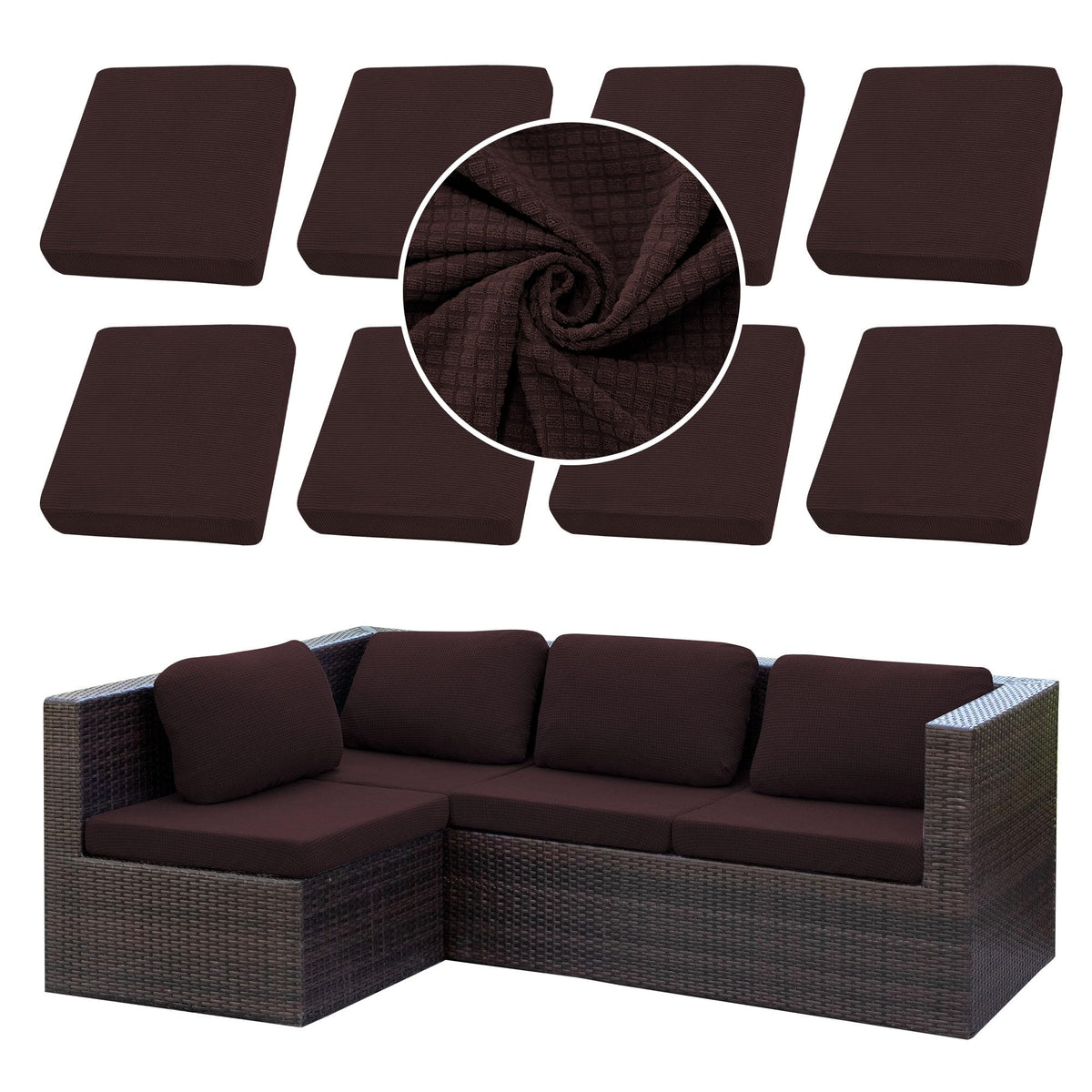 SUKAIKEQA 8PCS Patio Cushion Covers.Patio Furniture Couch SeatSlipcovers