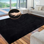 ORINOVA Black Washable Area Rugs 6x9 Rugs for Living Room Faux Rabbit Fuzzy Fur Rug for Bedroom Nursery Rugs Room Décor