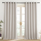 NICETOWN Brich Vintage Open Linen Weave Flax Thermal Curtains, 100% Blackout Curtains 95" Long for Dining Room, Soundproof Window Treatment Drapes for Home Office, 62" Wide Per Panel, Set of 2