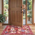 Babovid Red Floral Hallway Runner Rug 2x5 for Bedroom Kitchen