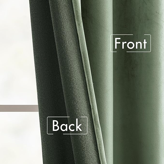 MIULEE Sage Green Velvet Curtains 52x72 inches Luxury Blackout Curtains