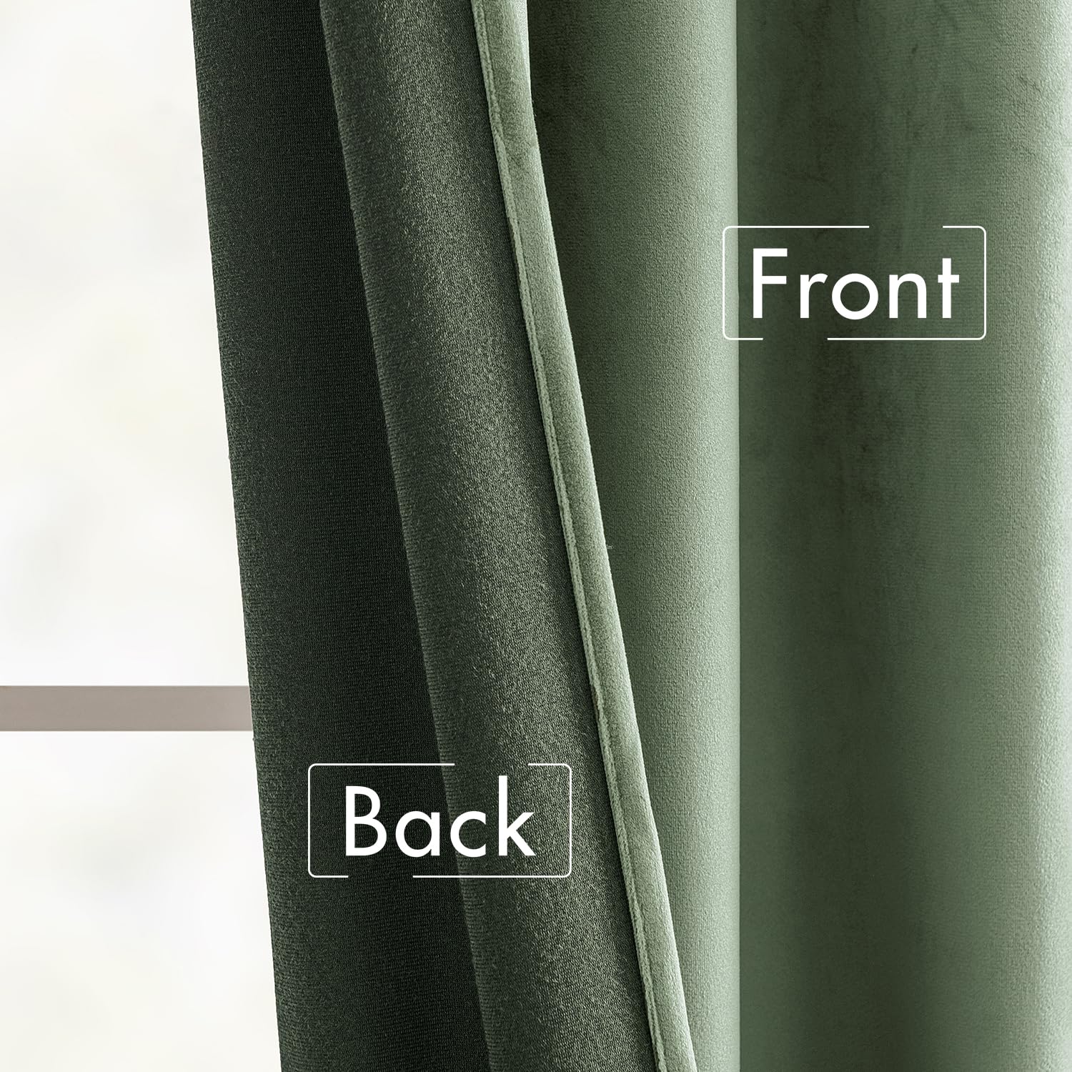 MIULEE Sage Green Velvet Curtains 52x96 inches Luxury Blackout Curtains