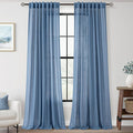 Denim Blue Curtains for Living Room Back Tab Modern Farmhouse Semi Sheer Blue Curtains 84 inches Long 2 Panels Set Muted Neutral Window Curtain for Dining Room Bedroom 52x84