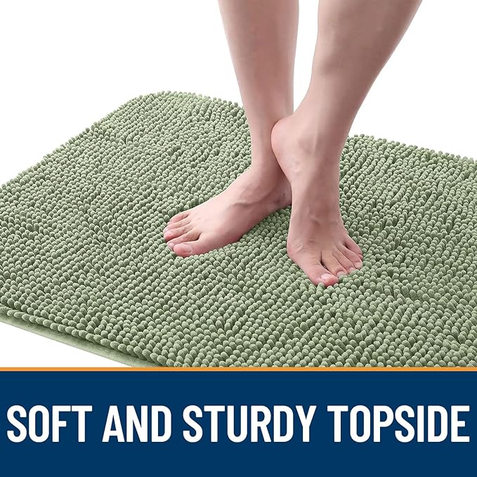OLANLY Dog Door Mat for Muddy Paws 44x24, Absorbs Moisture and Dirt, Absorbent Non-Slip Washable Doormat, Quick Dry Chenille Mud Mat for Dogs, Entry Indoor Entryway Carpet for Inside Floor, Sage Green