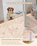 Kitchen Runner Rug Non Slip Washable 2.5x10, Soft Ultra-Thin Entryway Rug Runners for Hallways, Carpet Runner for Living Room,Kitchen, Laundry, Bathroom(Pink,2.5'x10')