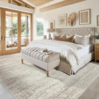 Washable Rugs 8x10 Area Rugs for Living Room,Ultra Soft Faux Wool Retro Rugs for Bedroom,Dining Room,Non Slip&Non-Shedding Low Pile Vintage Print Rug Indoor Large Carpets for Home Office Decor