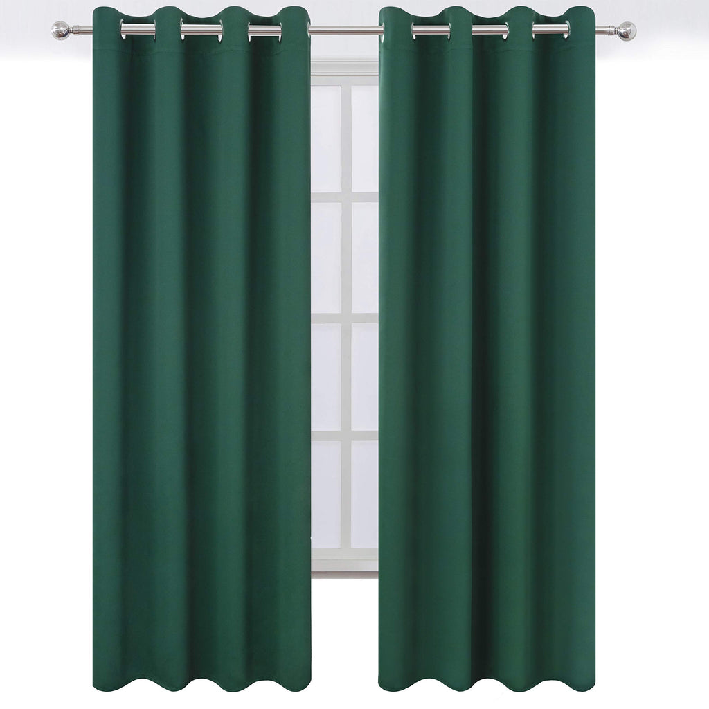 LEMOMO Blackout Curtains 66 x 95 inch/Dark Green Curtains Set of 2 Panels/Thermal Insulated Room Darkening Bedroom Curtains