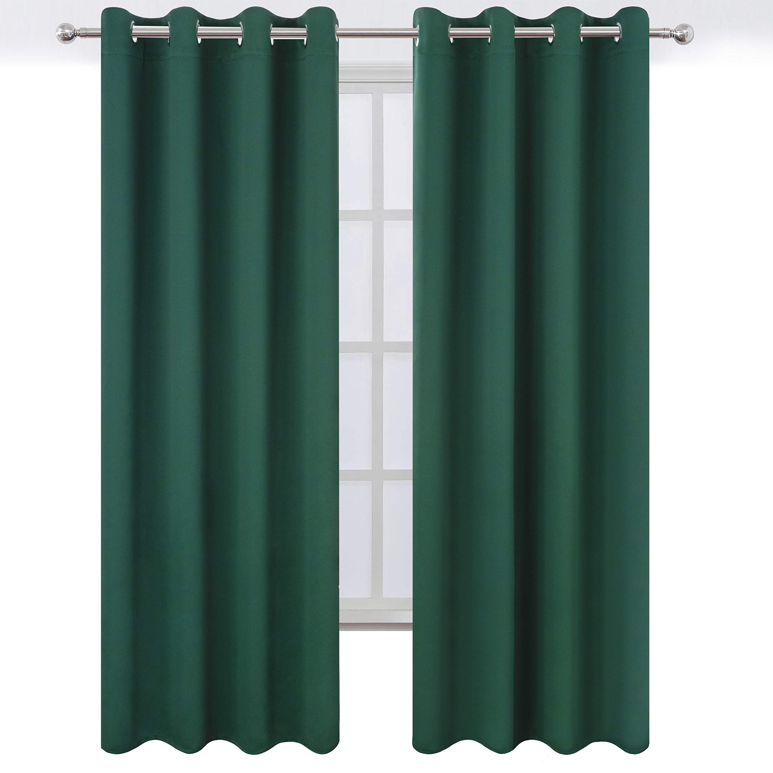 LEMOMO Blackout Curtains 66 x 95 inch/Dark Green Curtains Set of 2 Panels/Thermal Insulated Room Darkening Bedroom Curtains