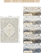 Area Rugs 5x7, Ultra-Thin Washable Rugs for Living Room, Anti-Slip Backing Area Rug for Bedroom, Soft Floral Vintage Home Decor Rug for Dining Room(Beige,5'x7')