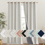 NICETOWN Snowbound Vintage Linen 100% Blackout Curtains for Living Room, Thermal Insulated Curtains 102" Long, Noise Reducing Window Treatment Drapes for Hall Room, 52" Wide Per Panel, Set of 2