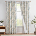 jinchan Lined Linen Blend Curtain Floral Curtains for Living Room 84 Inches Long Blue Peony Flower Printed Curtain Rod Pocket Back Tab Farmhouse Patterned Drapes Bedroom Window Curtains Set 2 Panels