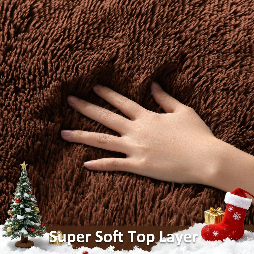 Ophanie Brown Rugs for Living Room Bedroom, 6x9 Fluffy Fuzzy Furry Carpet,Plush Soft Shaggy Bedside Indoor Floor Area Rug for Kids Girls Boys Baby Teen Dorm Nursery Decor with Over 99 pcs Pile fibers