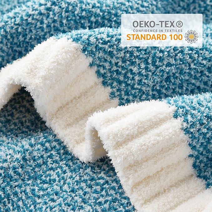 Snuggle Sac Super Soft & Reversible Heather Teal Blue Throw - Oversized Cozy Knit Blanket for Bed, Sofa, Living Room, Twin Size (60x80 Inches)