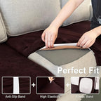 Leather Look Couch Cushion Covers Sofa Seat Slipcovers Sets Couches Furniture Protector for Sectional Armchair Loveseat Pets Kids Stretch Spandex Fabric (2 Cushion Sofa, Burgundy)