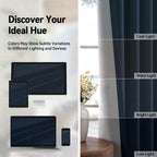 Linen Textured Total Blackout Curtains 72 Inches Long, Navy Blue