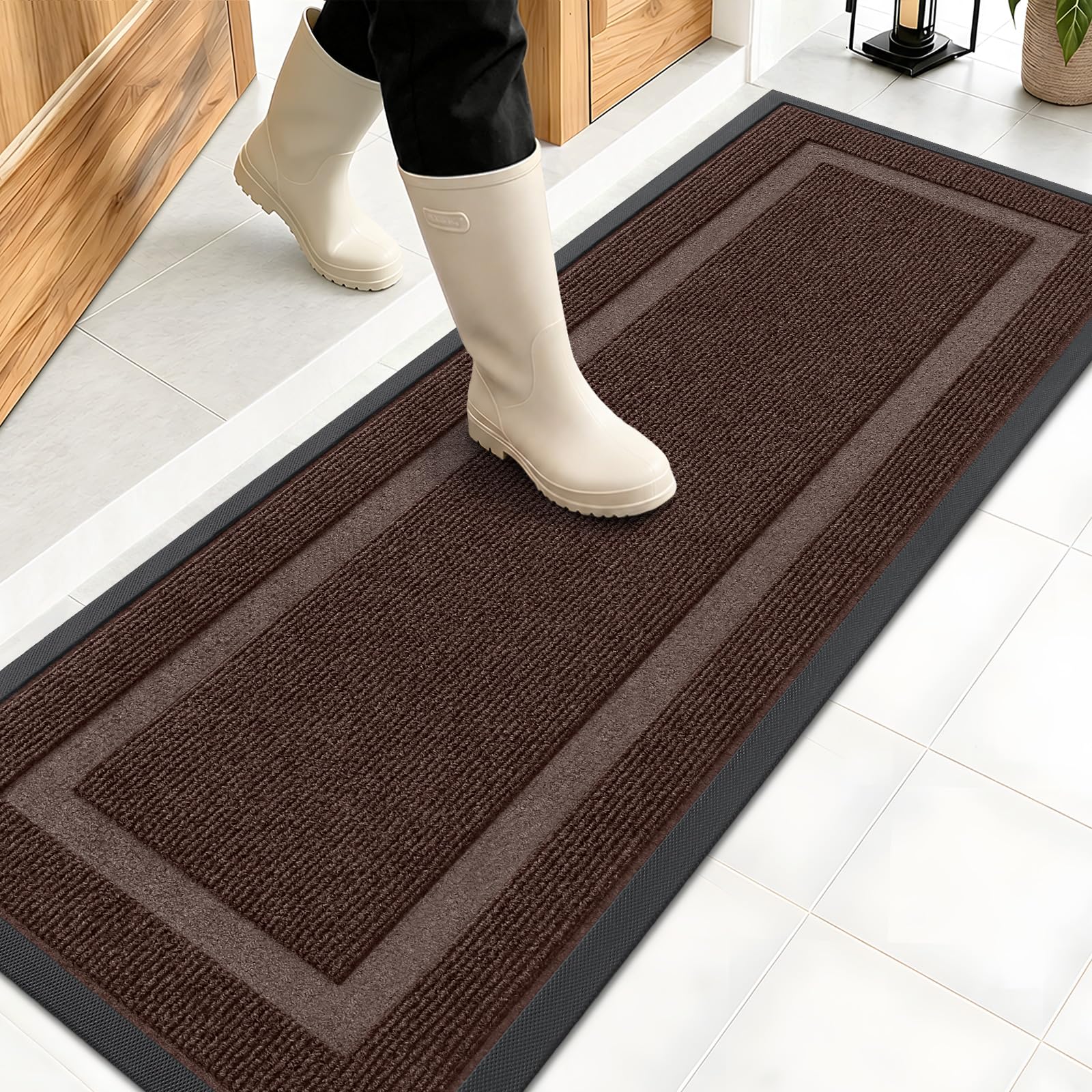 OLANLY Front Door Mat Outside 47x17, All-Season Heavy-Duty Rubber Doormat