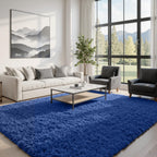 5x8 Fluffy Shag Area Rugs for Living Room Bedroom: Soft Plush Carpet Blue