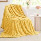 BEDELITE Jacquard Blanket - 3D Fleece Decorative Yellow Twin Size, Super Soft and Cozy Warm Fuzzy Blanket All Seasons Suitable, 60x80Inches