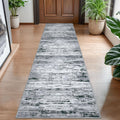 Lansny Modern Abstract Hallway Runner Rug, Black Grey White White Washable Kitchen Runner Non-Slip Soft 2x8 Runner Rug Thin Print Faux Wool Carpet for Entryway Bedroom Laundry Room Indoor Home Decor