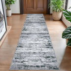 Lansny Modern Abstract Hallway Runner Rug, Black Grey White White Washable Kitchen Runner Non-Slip Soft 2x8 Runner Rug Thin Print Faux Wool Carpet for Entryway Bedroom Laundry Room Indoor Home Decor
