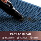 Mibao Front Door Mat Outdoor Entrance, 29.5" x 17" Heavy Duty Welcome Mat, Waterproof Dirt Trapper Doormat, Super Absorbent Indoor Entryway Mat for Patio & Porch - Blue