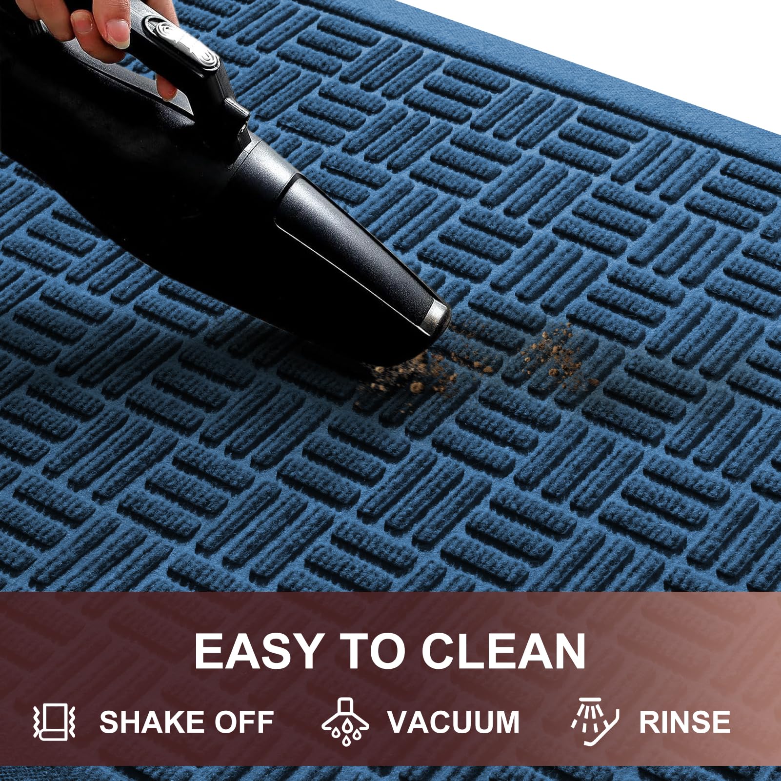 Mibao Front Door Mat Outdoor Entrance, 61.5" x 36" Heavy Duty Welcome Mat, Waterproof Dirt Trapper Doormat, Super Absorbent Indoor Entryway Mat for Patio & Porch - Blue