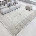 phonzenuo 7x9 Area Rugs for Living Room,Thin Washable Rug, Non-Slip Foldable Area Rug for Bedroom, Dining Room, Home Office, Cream