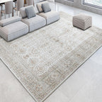 phonzenuo 7x9 Area Rugs for Living Room,Thin Washable Rug, Non-Slip Foldable Area Rug for Bedroom, Dining Room, Home Office, Cream