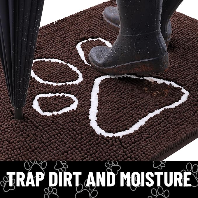 Smiry Dog Door Mat for Muddy Paws, Absorbent Non Slip Dirt Trapper, 54x32