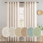 MIULEE Natural White Linen Curtains 86 Inch Long for Bedroom Living Room, Soft Thick Linen Textured Window Drapes Semi Sheer Light Filtering Rod Pocket Back Tab Neutral Farmhouse Cream Ivory 2 Panels