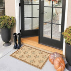 Othilic Front Door Mat Outside Entrance - 2x3 Floral Non-Slip Washable Doormat Indoor Outdoor Mat Jute-Look Farmhouse Tan Scalloped Entry Rug Small Throw Rugs for Entryway Kitchen Front Porch Decor