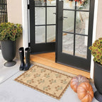 Othilic Front Door Mat Outside Entrance - 2x3 Floral Non-Slip Washable Doormat Indoor Outdoor Mat Jute-Look Farmhouse Tan Scalloped Entry Rug Small Throw Rugs for Entryway Kitchen Front Porch Decor