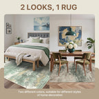 BEIMO 5x7 Area Rug for Bedroom, Green Washable Abstract Reversible Rug